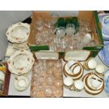 TWO BOXES AND LOOSE CERAMICS AND GLASSWARE to include Paragon teaset, etc