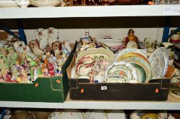 FOUR BOXES AND LOOSE CERAMICS to include Royal Doulton Series Ware, Masons, Minton, Staffordshire