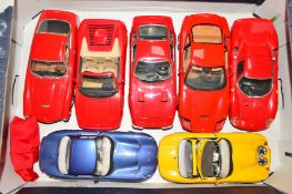 SEVEN UNBOXED DIE-CAST FERRARIS