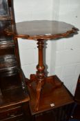 A VICTORIAN WALNUT AND INLAID TRIPOD TABLE with wavy edging