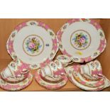 ROYAL ALBERT 'LADY CARYLE' TEAWARES to include two large cake plates and one smaller, six 18cm
