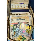 A BOX OF EPHEMERA to include comics, (Marvel, DC, Judy, Viz, etc) photographs, theatre programmes,