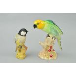 TWO BESWICK BIRDS, 'Parakeet' No 930 and 'Black-capped Chicadee' No 2189, matt (2)