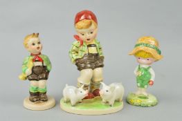 THREE BESWICK FIGURES, to include two Hummel 'Trumpet Boy' No 903, 'Farm Boy' No 912, and a Joan
