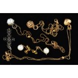 FIVE ITEMS OF GOLD PLATED BLOSSOM COPENHAGEN DANISH JEWELLERY to include a cultured pearl pendant