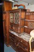 AN OAK DRESSER with two drawers, a similar two door bookcase, blanket chest, bedside cabinet, and an