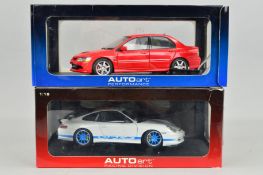 TWO BOXED AUTOART DIECAST 1/18 SCALE CAR MODELS, Racing Division Porsche 911 (996) GT3 RS and
