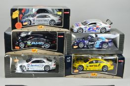 FIVE BOXED MAISTO MERCEDES-BENZ CLK DTM GT RACING CARS, all 1/18 scale, lightly playworn