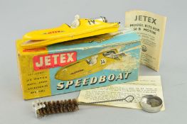 A BOXED JETEX SPEEDBOAT, some deformation to plastic body, original numbers replaced, missing