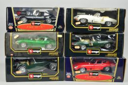 FIVE BOXED BURAGO JAGUAR CAR MODELS, all 1/18 scale, including two models from the Special