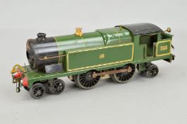 AN UNBOXED HORNBY O GAUGE NO.2 SPECIAL 4-4-2 TANK LOCOMOTIVE, No.2221, G.W.R. green livery (E220),
