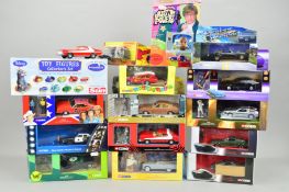 A QUANTITY OF MAINLY BOXED CORGI CLASSICS AND OTHER AMERICAN FILM AND TV RELATED MODELS, to