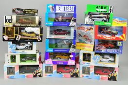 A QUANTITY OF BOXED MAINLY CORGI CLASSICS BRITISH FILM AND TV RELATED MODELS, to include The