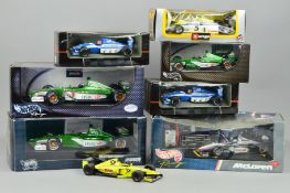 A QUANTITY OF BOXED AND UNBOXED FORMULA 1 RACING CAR MODELS, mixture of 1/18 and 1/24 scale