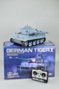 A BOXED SQS HEN LONG RADIO CONTROL GERMAN TIGER I TANK, not tested, appears largely complete with