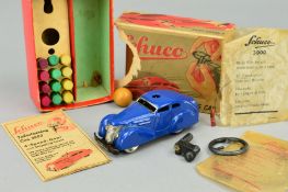 A BOXED SCHUCO 3000 TELESTEERING CAR, blue car in fairly good condition for its age with only