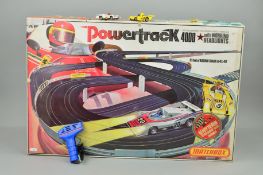 A BOXED MATCHBOX POWERTRACK LE MANS MOTOR RACING SET, No.PT-4000, appears largely complete with