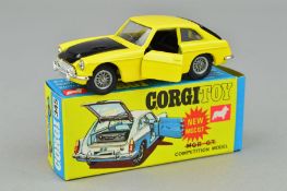 A BOXED CORGI TOYS M.G.C. G.T. COMPETITION MODEL, No.345, very lightly playworn condition, looks