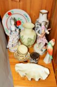 A PAIR OF MODERN ZSOLNAY COFFEE CUPS AND SAUCERS, and other Hungarian ceramics including a pair of