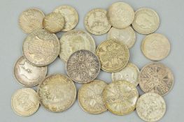 A SELECTION OF MAINLY PRE 1947 COINS to include mainly George V and George VI including one