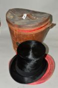 A CHRISTYS LONDON BLACK SILK TOP HAT, retailed by Wood Brothers of Hull, internal measurements