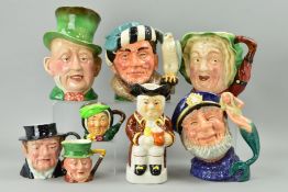 A GROUP OF CHARACTER/TOBY JUGS, to include Royal Doulton 'Sairey Gamp' D5528, 'The Falconer' D6533