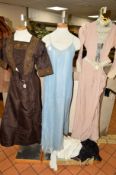 LATE VICTORIAN/EARLY EDWARDIAN WOMENS CLOTHING, to include two piece brown and lace trim suit with