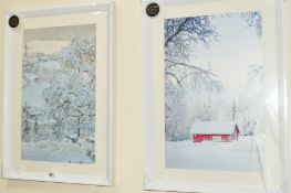 THREE FRAMED GLITTER SNOW SCENES (3)