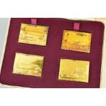 A BOXED AND CASED SET OF SILVER GILT 'PASSENGER RAILWAY 150TH ANNIVERSARY 1825 - 1975' STAMP