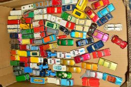 A QUANTITY OF UNBOXED AND ASSORTED PLAYWORN DIECAST VEHICLES, to include Matchbox, Husky, Corgi