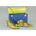 A PAIR OF AURA BY LODI SHOES, SIZE 4 WITH MATCHING CLUTCH BAG