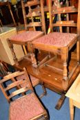 AN OAK SIX PIECE DINING SUITE comprising of refectory table, width 139cm x depth 76cm x height 74cm,
