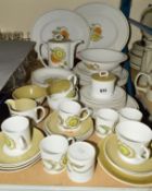 A SUSIE COOPER 'SUNFLOWER' SIX PLACE COFFEE SET AND DINNER WARES etc, there are signs of wear and