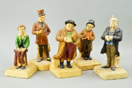 FIVE BRETBY DICKENS FIGURES, 'Tony Weller' No 3082, 'Mr Micawber', No 3079, 'The Artful Dodger' No