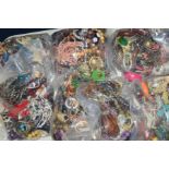 SEVEN BAGS OF MIXED COSTUME JEWELLERY