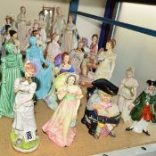 NINETEEN CERAMIC FEMALE FIGURINES IN HISTORICAL COSTUME, to include examples from the Pride and