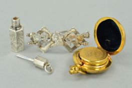 THREE ACCESSORY ITEMS comprising a late Victorian silver brooch, hallmarked Chester 1896, length