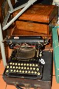 A 'CORONA' TYPEWRITER, with carry case, a writing slope, another work box, an oval gilt framed