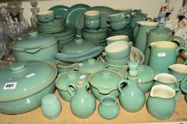 A COMPREHENSIVE DENBY 'MANOR GREEN' DINNER SERVICE, to include tureens, serving platters, jugs and