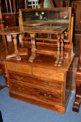 AN EDWARDIAN MAHOGANY AND INLAID DRESSING CHEST with a single mirror and four various drawers with