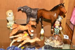 A GROUP OF BESWICK/ROYAL DOULTON FIGURES/ANIMALS, to include, 'Mad Hatter' No2479 (chips to hat), '