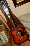 'THE HAWK' A TWELVE STRING ACCOUSTIC GUITAR, with solid spruce top and tobacco sunburst finish (