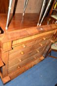 A VICTORIAN FLAME MAHOGANY SCOTTISH CHEST of two short and four long graduated drawers with turned