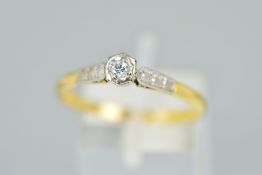 A LATE 20TH CENTURY 18CT GOLD DIAMOND SINGLE STONE RING, estimated diamond weight 0.10ct, ring