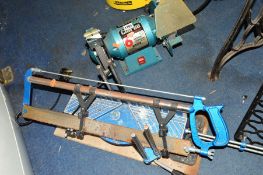 A CLARKE BENCH GRINDER and mitre saw (2)