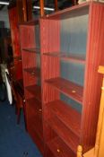THREE MATCHING MODERN OPEN BOOKCASES together with another open bookcase (4)