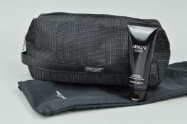 A GIORGIO ARMANI WASHBAG (BLACK) AND AN ARMANI CODE SHAMPOO