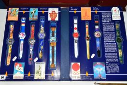 A SWATCH COLLECTION OF NINE WATCHES CELEBRATING THE OLYMPIC GAMES CENTENNIAL AT LONDON 1996
