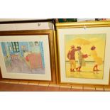 TWO FRAMED PRINTS, after Vettriano 'The Picnic Party II', (missing glass) and after Van Gogh '