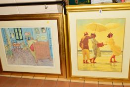 TWO FRAMED PRINTS, after Vettriano 'The Picnic Party II', (missing glass) and after Van Gogh '